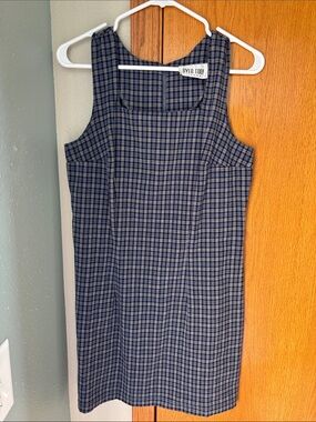 Byer Too! VTG 90s Navy Plaid Sleeveless Jumper Mini Dress